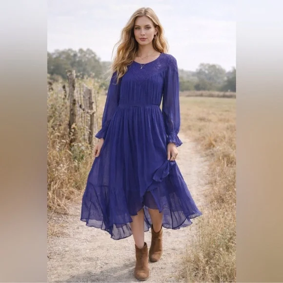 NWT Sundance Rivoli Dress In Lapiz Prairie Cottagecore size XL - Picture 2 of 10